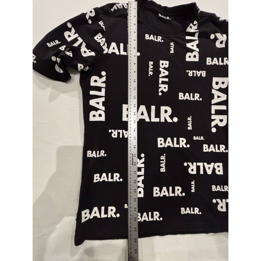 BALR. Black All-Over Logo‎ T-Shirt Men L Football/Soccer Designer Streetwear - Picture 7 of 8